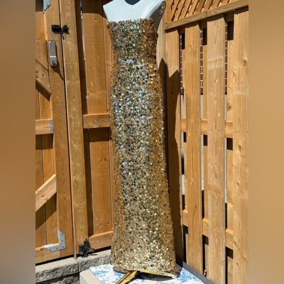 🆕 BRONX & BANCO 🧿 NWOT Farah Strapless Sequins Gown, Gold, Sz M US 6 - Picture 3 of 16